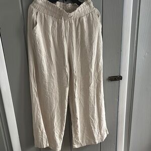 Cream Wide-Leg Pants